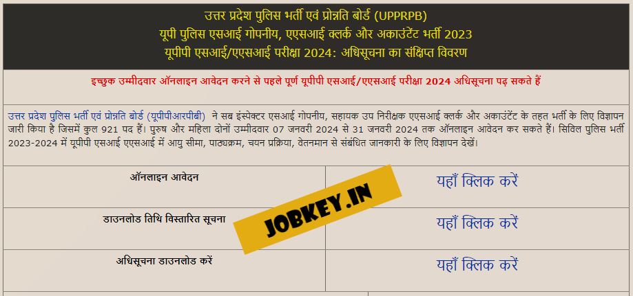 UP Police SI, ASI Online Form 2024